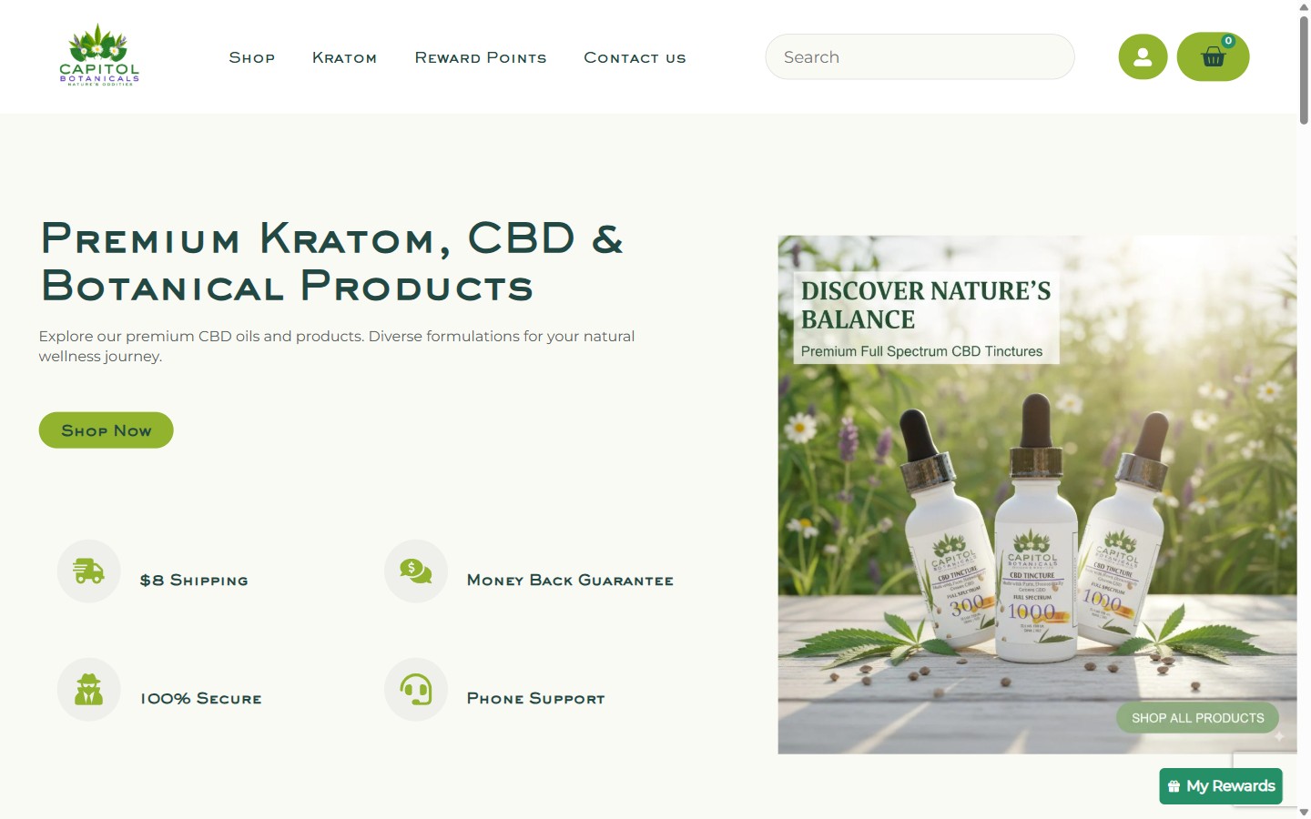 Capitol Botanicals — a Future-First custom e-commerce site built by Wyohost